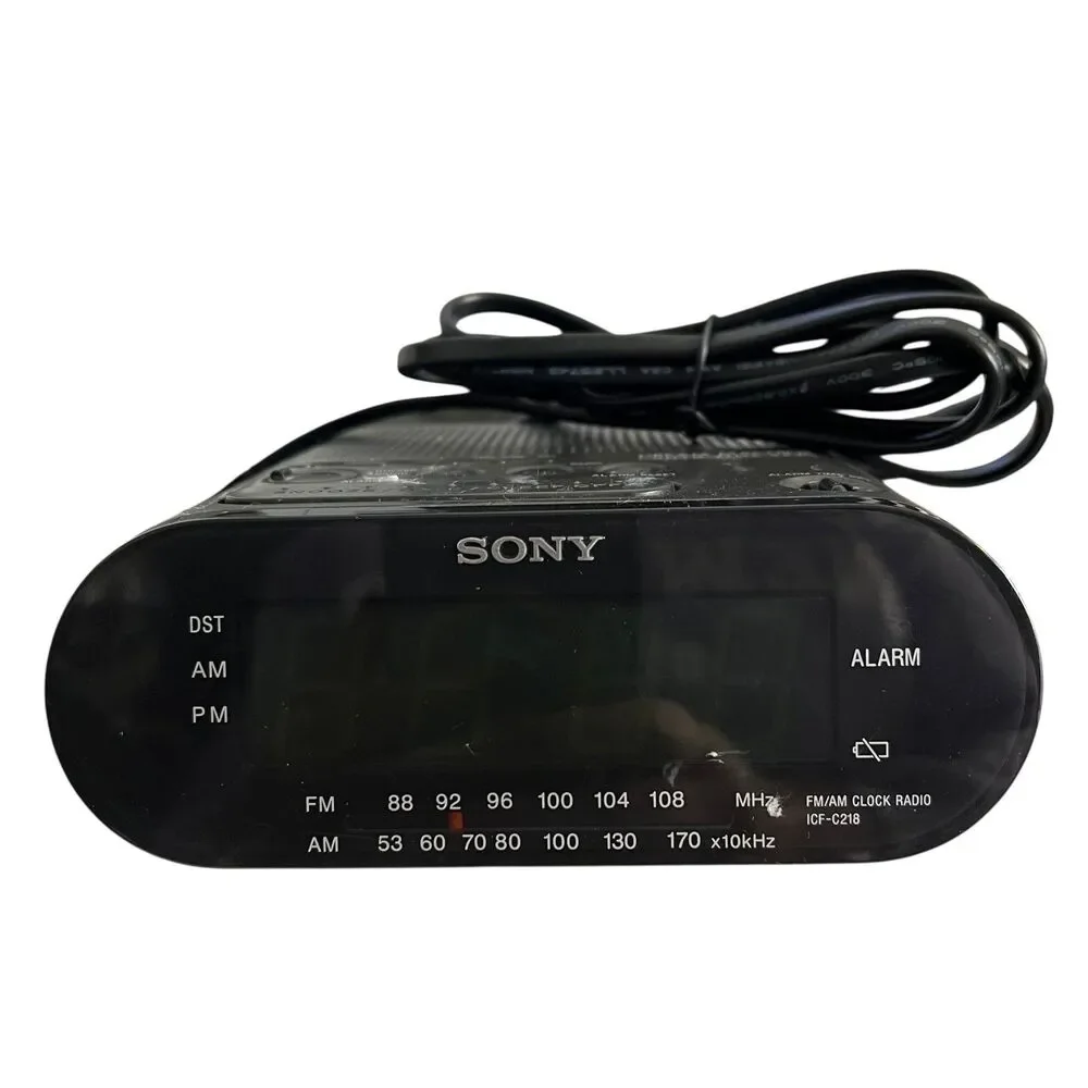 Sony Dream Machine Alarm ICF-C218 FM AM Clock Radio Black Auto Time Set